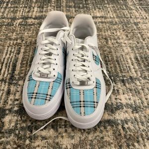 Personalized Blue Plaid Air Force 1s